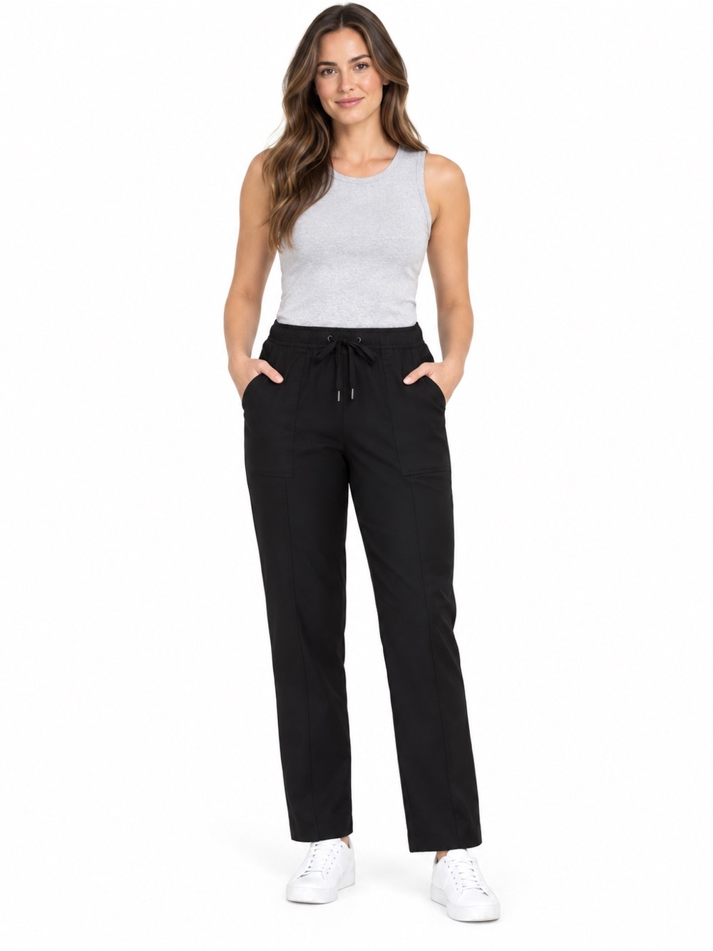 NWT Tahari Lyocell/Cotton Black Pull-On Straight Leg Pants Size XL